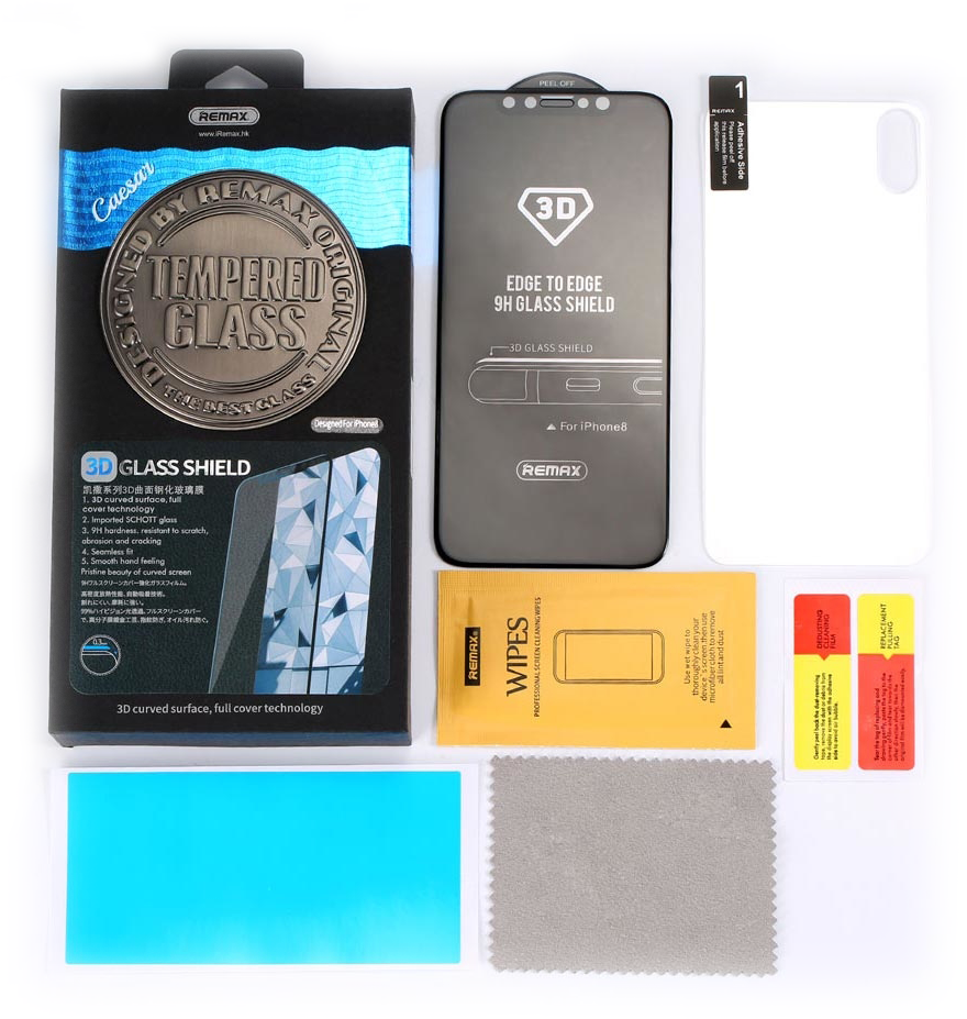 Προστατευτικά γυαλιού Full 3D, Remax Caesar, Για οθόνη & πίσω, για iPhone X, 0,3mm, Λευκο - 52326