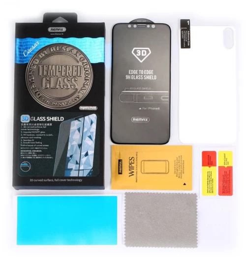 Προστατευτικά γυαλιού Full 3D, Remax Caesar, Για οθόνη & πίσω, για iPhone X, 0,3mm, Λευκο - 52326
