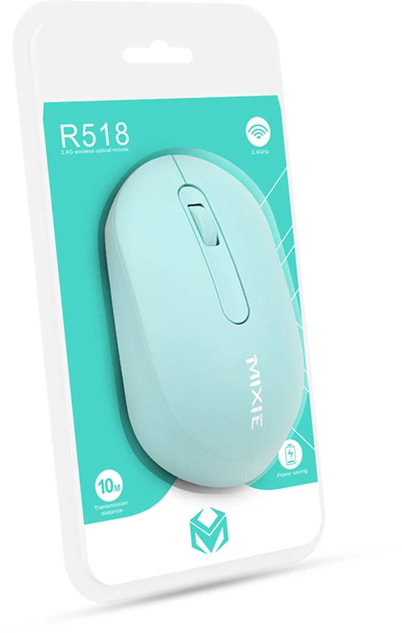 Ποντίκι Mixie R518, ασύρματο, USB, 3D, Πράσινος - 759