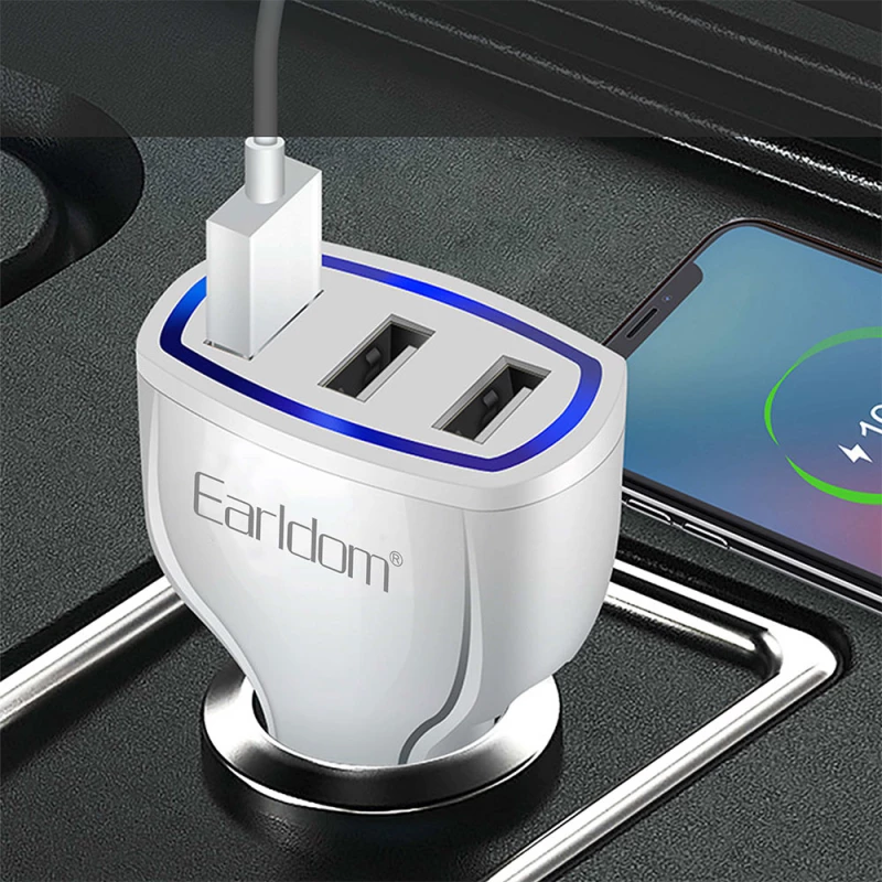 Φορτιστή αυτοκινήτου Earldom ES-CC13, 3xUSB, QC3.0, με καλώδιο Type-C, Λευκο - 40254