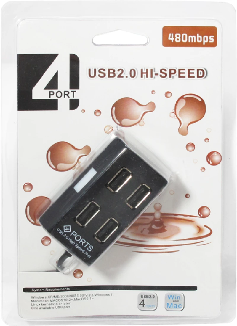 USB hub No Brand, USB 2.0, 4 θύρες, μαύρο - 12055