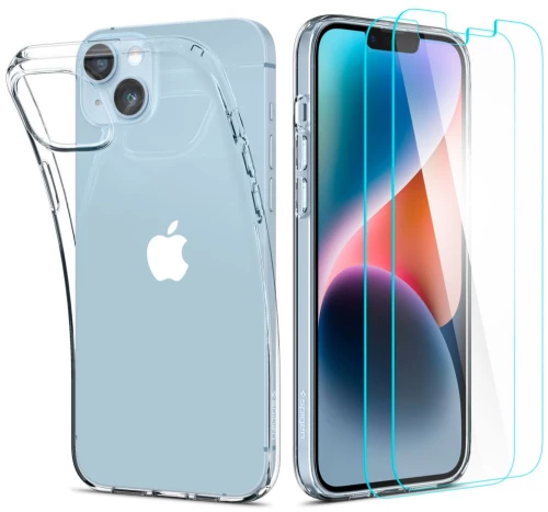 Spigen Husa pentru iPhone 14 Plus + 2x Folie - Spigen Crystal Pack 360 - Crystal Clear 8809811864359