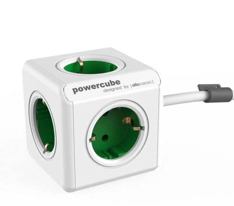 Πολύπριζο Allocacoc PowerCube Extended 5 Θέσεων & Kαλώδιο 1,5m Πράσινο 8718444085539