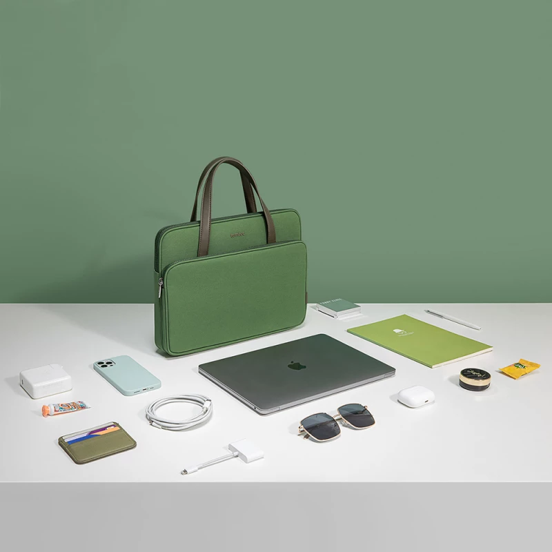 Tomtoc Tomtoc - Laptop Handbag (A11D3T1) - with 4 Compartment and Corner Armor, 14″ - Green 6971937063991