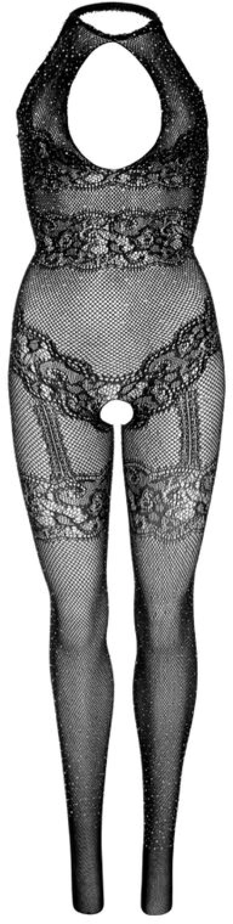 LEG AVENUE SEAMLESS FISHNET BODYSTOCKING ONE SIZE - BLACK