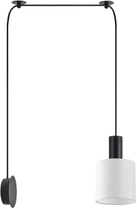 SE21-BL-4-NM1W-SH1 ADEPT TUBE Black Matt Wall Lamp White Fabric Shade+ HOMELIGHTING 77-8810