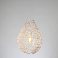 Φωτιστικό Κρεμαστό Ø37xH200cm 1xE27 Rattan Ψάθα Λευκό Eurolamp 144-33018