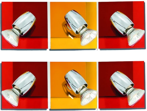 GU1094J-3B (x2) Colours Spot Packet Chrome metal rotating spot with decorative red and yellow g HOMELIGHTING 77-8863
