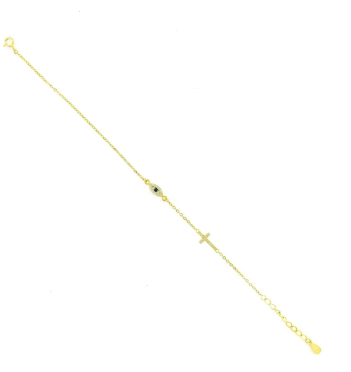 Βραχιόλι Ασημένιο Ματάκι Σταυρός