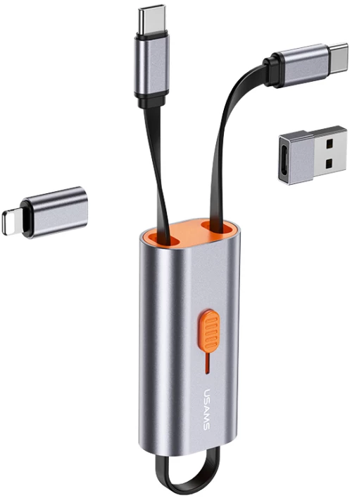 USAMS αντάπτορας USB-C σε USB-C/USB/Lightning SJ560, 60W PD, 0.3m, γκρι