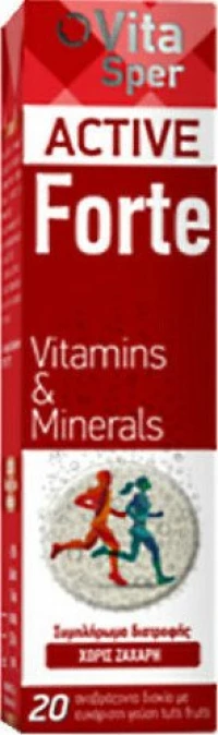 Vitasper Active Forte Vitamins & Minerals Tutti Frutti 20 αναβράζοντα δισκία