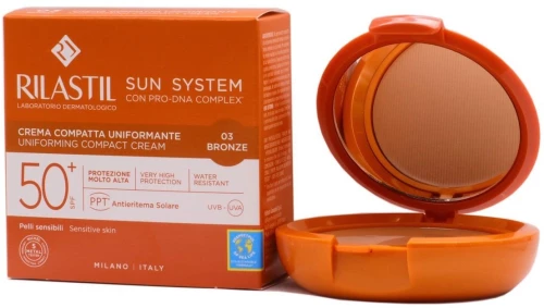 Rilastil Sun System Uniforming Compact N3 Αντηλιακή Πούδρα Προσώπου SPF50 με Χρώμα Bronze 10gr
