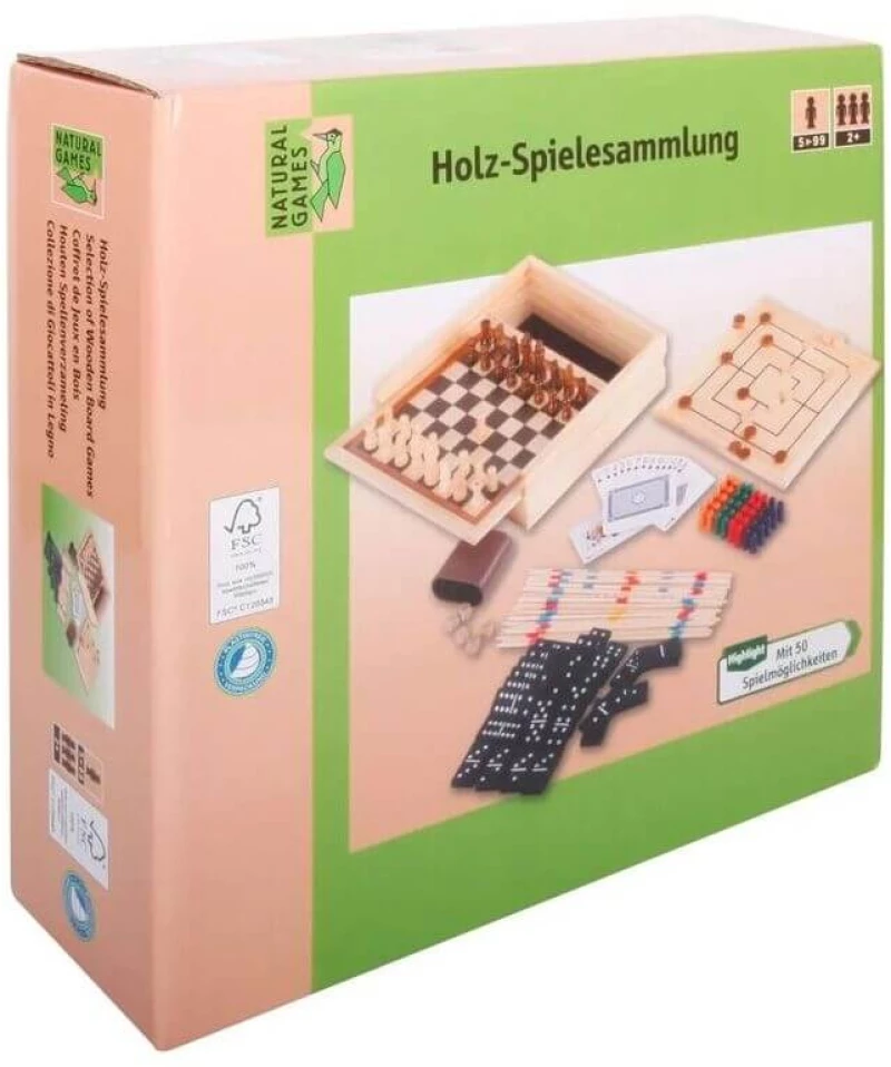 Ξύλινo Σετ Επιτραπέζιων Παιχνιδιών 50 σε 1 - Natural Games (61139419)