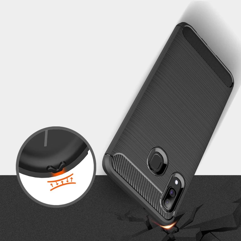 Techsuit Husa pentru Samsung Galaxy A40 - Techsuit Carbon Silicone - Black 5949419062214