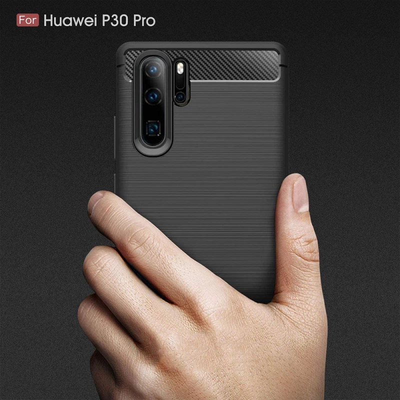 Techsuit Husa pentru Huawei P30 Pro / P30 Pro New Edition - Techsuit Carbon Silicone - Black 5949419061880