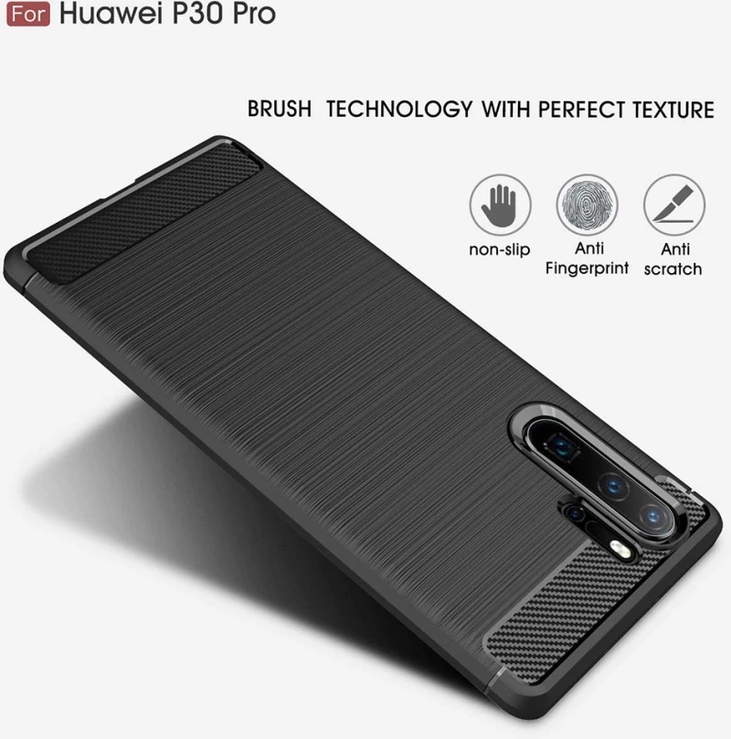 Techsuit Husa pentru Huawei P30 Pro / P30 Pro New Edition - Techsuit Carbon Silicone - Black 5949419061880