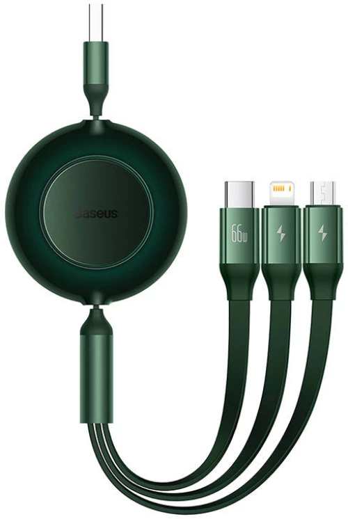 Baseus Baseus Bright Mirror 3, USB 3-in-1 cable for micro USB / USB-C / Lightning 66W / 2A 1.1m (Green) 035040
