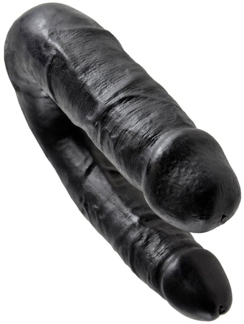 Διπλό Ομοίωμα Πέους King Cock U-Shaped Medium Double Trouble Cock 17 cm (Black) - Pipedream