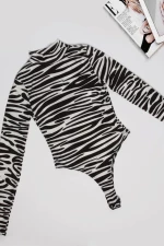 Long Sleeve Zebra Print Bodysuit
