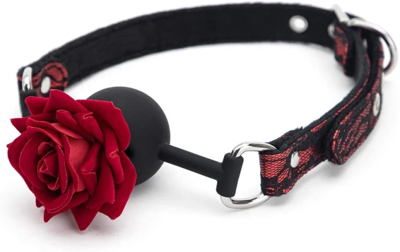 Rose Ball Gag Silicon Red
