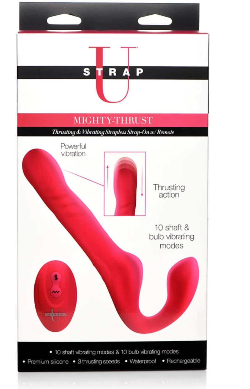 Mighty-Thrust Thrusting & Vibrating Strapless Strap-On with Remote