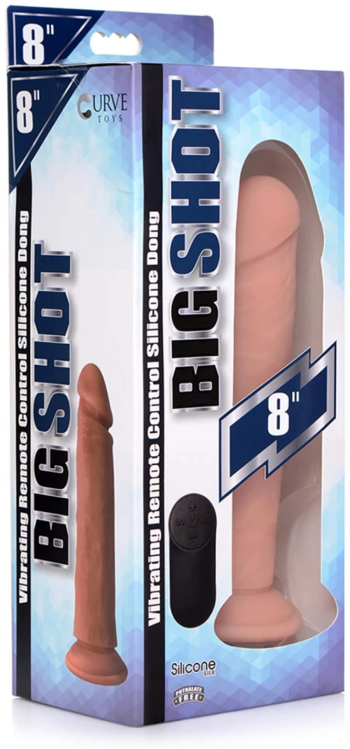 8 Inch Vibrating Remote Control Silicone Dildo - Flesh