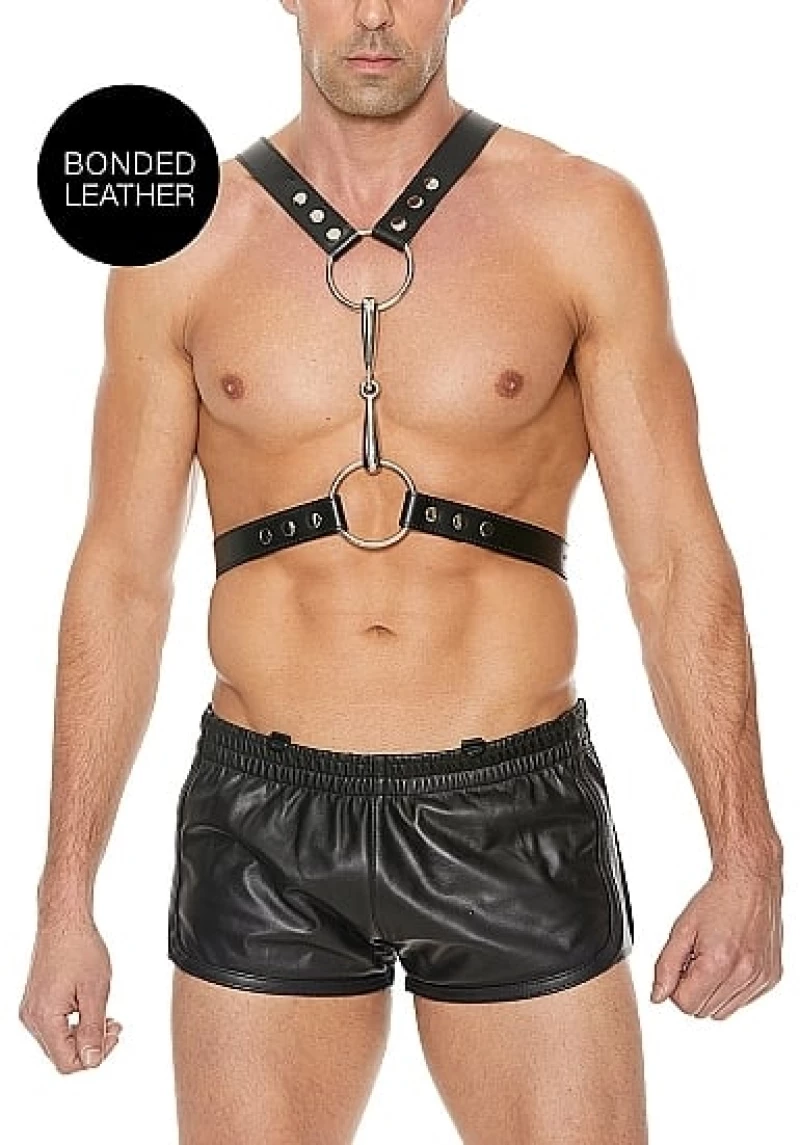 Men's Harness With Metal Bit - One Size - Black
