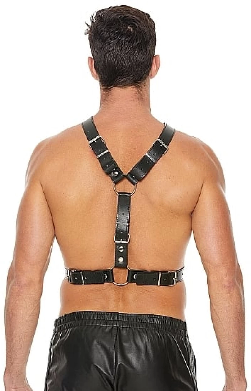 Men's Harness With Metal Bit - One Size - Black