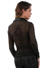 Shirt with opaque stripes