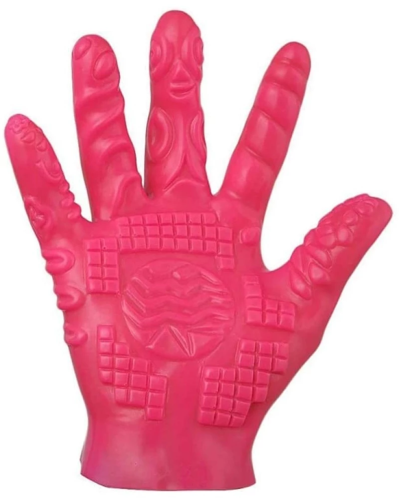 Glove with Stimulating Stripes Pink
