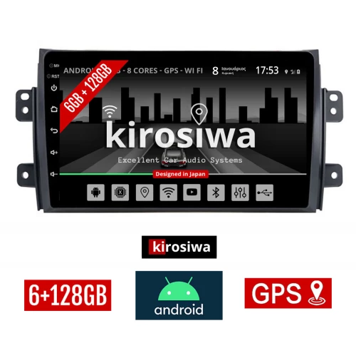 KIROSIWA 6+128GB FIAT SEDICI (μετά το 2005) Android οθόνη αυτοκίνητου 6GB με GPS WI-FI (ηχοσύστημα αφής 9" ιντσών OEM Youtube Playstore MP3 USB Radio Bluetooth Mirrorlink DSP Apple Carplay Android Auto 4G SIM card AUX, 4x60W) RX-9641