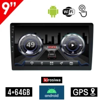 Kirosiwa 4GB 9" ιντσών Android οθόνη αυτοκινήτου με WI-FI GPS USB (4+64GB ηχοσύστημα Youtube 2-DIN 2DIN MP3 MP5 Bluetooth Mirrorlink 4x60W Universal) RLS-6658