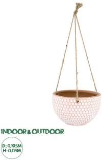 GloboStar® Artificial Garden CHIOS 20462 Κρεμαστό Πήλινο Κεραμικό Κασπώ Γλάστρα - Flower Pot Κεραμιδί με Λευκό Φ19.5cm x Υ11.5cm