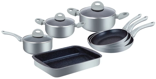 Herzberg 10 Pieces Marble Coated Cookware Set (9016SL) (HEZ9016SL)