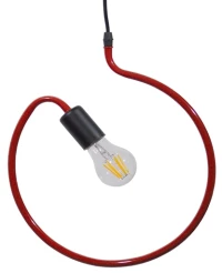 GloboStar® LIBBY 01095-1 Μοντέρνο Κρεμαστό Παιδικό Φωτιστικό Οροφής Μονόφωτο 1 x E27 Κόκκινο Μεταλλικό Φ28 x Υ100cm