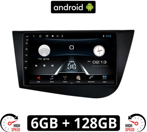 SEAT LEON (2005-2011) Android οθόνη αυτοκίνητου 6GB με GPS WI-FI (ηχοσύστημα αφής 9" ιντσών OEM Youtube Playstore MP3 USB Radio Bluetooth Mirrorlink εργοστασιακή, 4x60W, AUX, μαύρο)