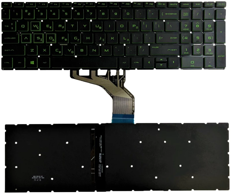 Πληκτρολόγιο Laptop HP	15s-eq1012nv keyboard ΟΕΜ (Κωδ.40549GRGREENBACKLIT)