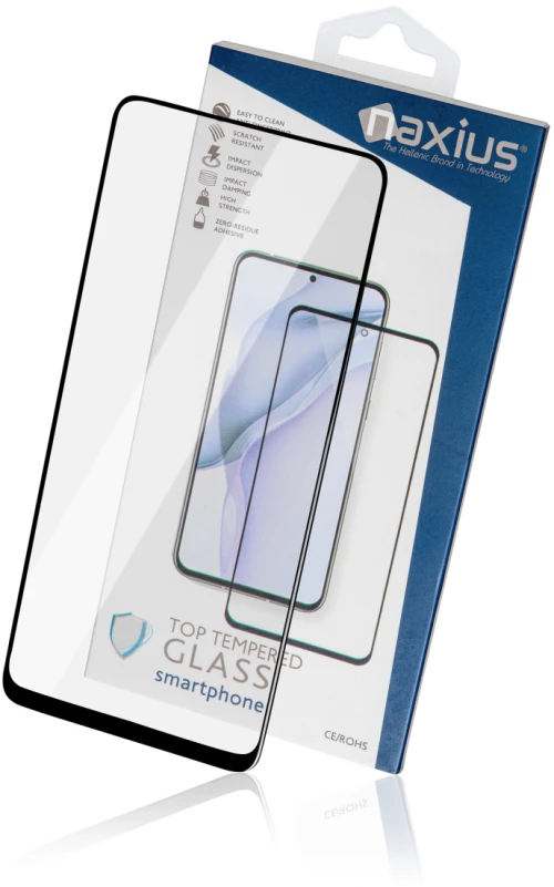 Naxius Top Tempered Glass Anti-Static 9H RealMe 9 Full Screen 6D Black CE / RoHS Naxius