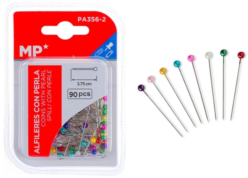MP πινέζες με κεφάλι PA356-2 μεταλλικές 3.75cm πολύχρωμες 90τμχ