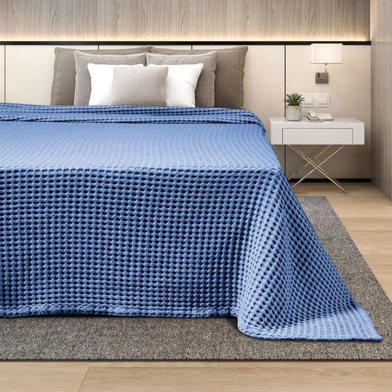 Κουβέρτα Adam Home Πικέ Waffle Blue βαμβακερή Blue  King 240 x 260