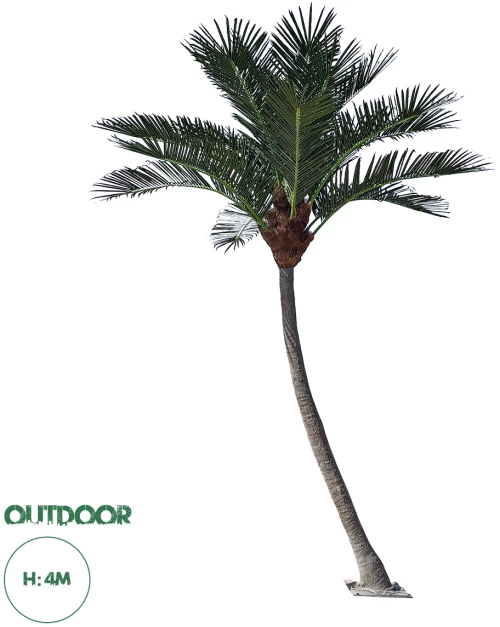 GloboStar® Artificial Garden CURVED COCONUT PALM TREE 20443 Τεχνητό Διακοσμητικό Κυρτό Φοινικόδεντρο Κοκοφοίνικας Εξωτερικού Χώρου IP68 UV Certified Protection Υ400cm