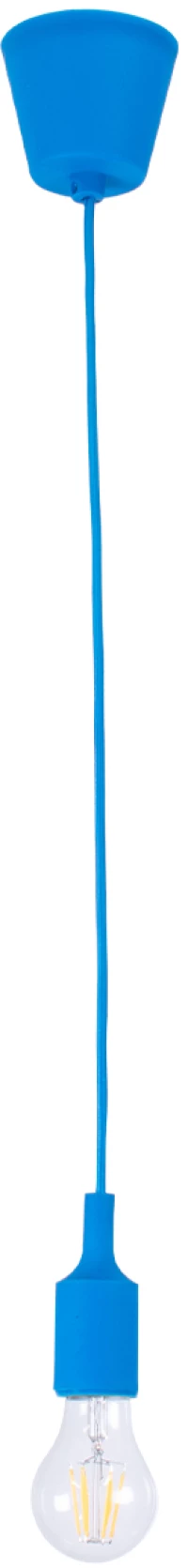 GloboStar® CABLITO 61558 Μοντέρνο Κρεμαστό Φωτιστικό Οροφής Μονόφωτο 1 x E27 Μπλε Σιλικόνης Ανάρτηση με Υφασμάτινο Καλώδιο Φ4 x Υ110cm