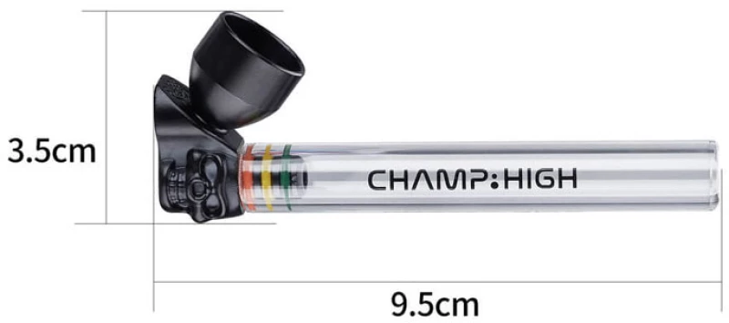 Champ Πιπάκι Γυάλινο 9,5 cm Skull 45° με Δώρο Τριφτη Καπνού Grinder 30mm