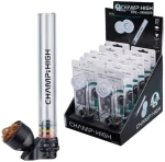 Champ Πιπάκι Γυάλινο 9,5 cm Skull 45° με Δώρο Τριφτη Καπνού Grinder 30mm