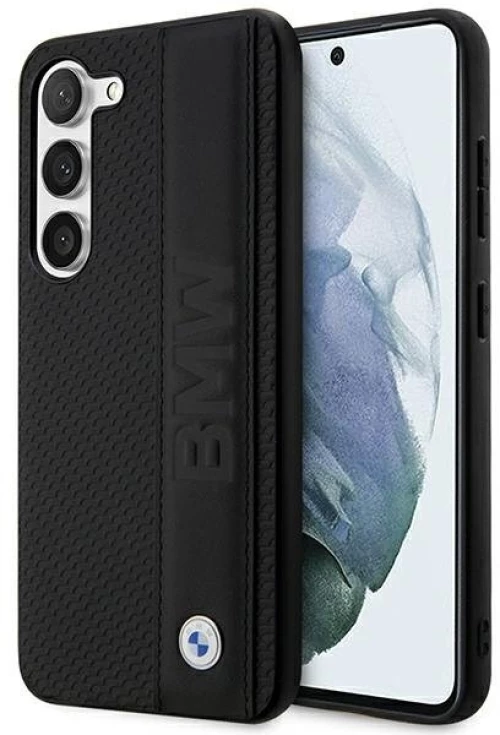 Original Case BMW Leather Textured & Stripe BMHCS23S22RDPK for Samsung Galaxy S23 Black