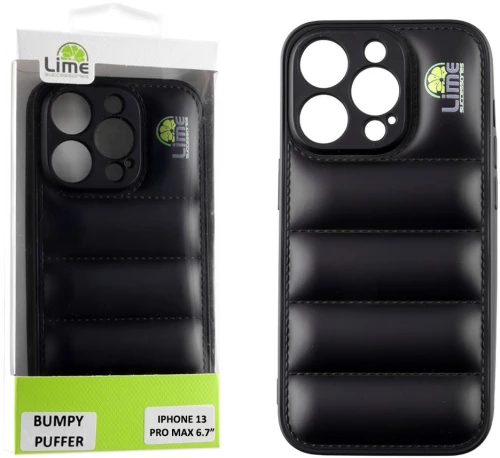 LIME ΘΗΚΗ IPHONE 13 PRO MAX 6.7" BUMPY PUFFER TPU FULL CAMERA PROTECTION BLACK