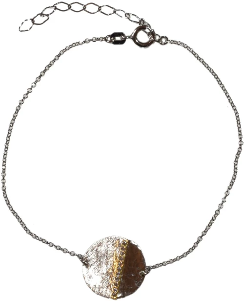 Χειροποίητο ασημένιο βραχιόλι Eight-BR-00028 από ροδιωμένο και επιχρυσωμένο ασήμι 925ο με ημιπολύτιμες πέτρες (ζιργκόν)