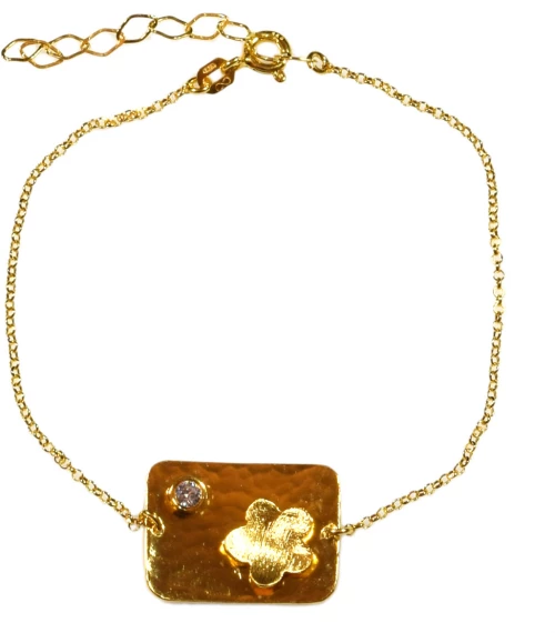 Χειροποίητο ασημένιο βραχιόλι Eight-BR-00041 λουλούδι από επιχρυσωμένο ασήμι 925ο με ημιπολύτιμες πέτρες (ζιργκόν)