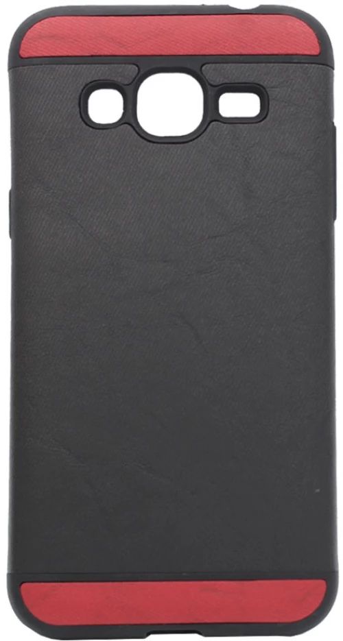 Θήκη σιλικόνης τύπου σαγρέ για Samsung J3 2016 - κόκκινο μαύρο