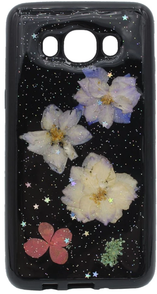 Θήκη TPU σιλικόνης με σχέδιο Λουλούδια για Samsung J5 2016 - μαύρο